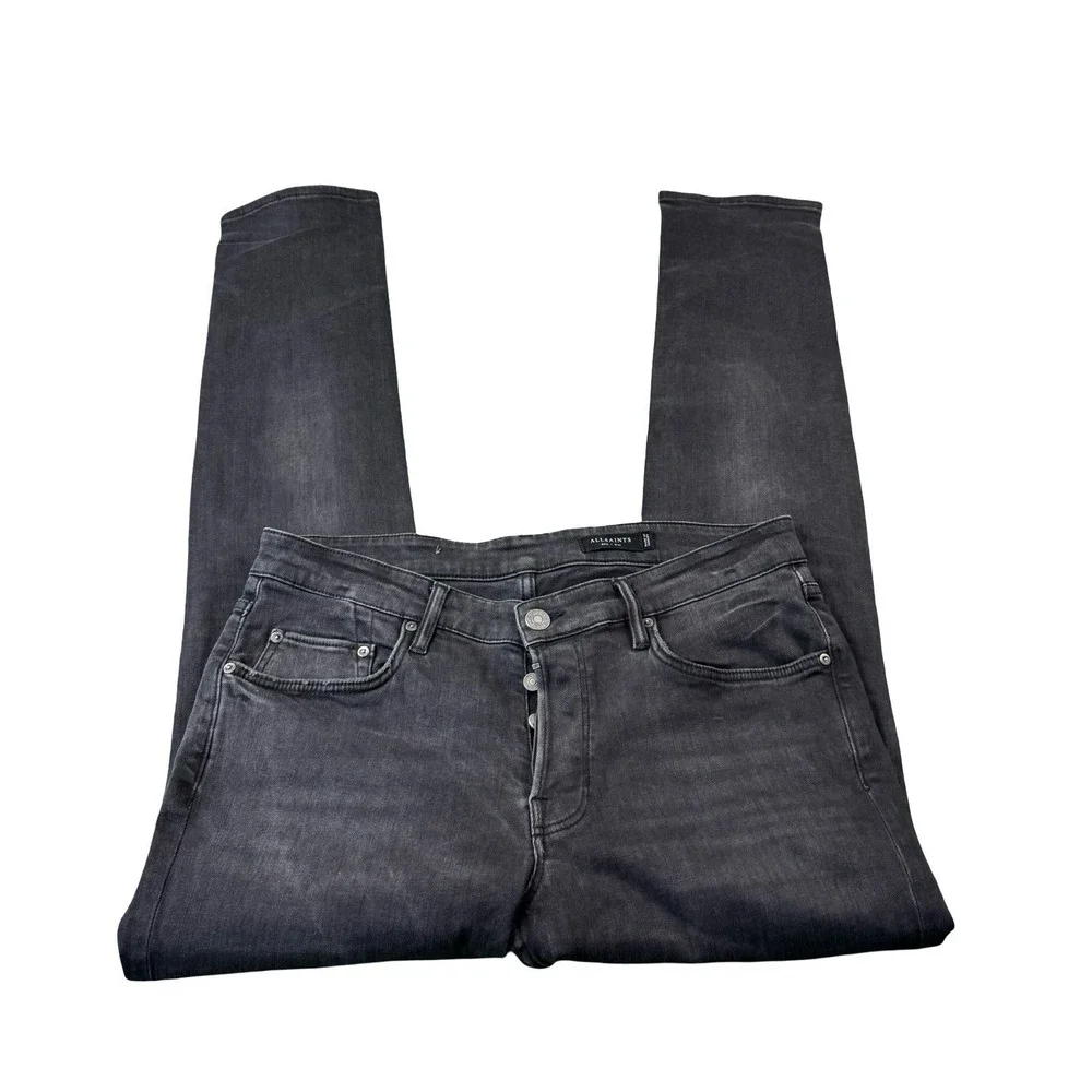 Allsaints VTG Black Wash Button Fly Rex 1 Mens Jeans Size 33x33
